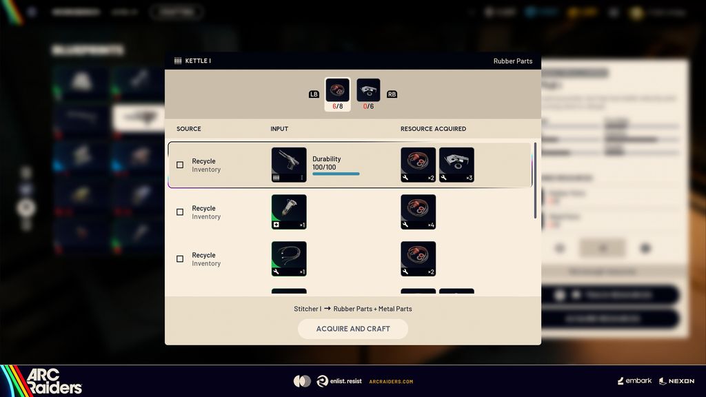 ARC Raiders Acquire Resources: Finish a Craft Without Recycling the Wrong Item — official Embark media