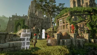 Enshrouded settlement with survivors and building activity — Keen Games