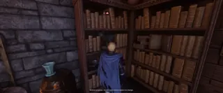 Exploring a library in official Enshrouded gameplay — Keen Games
