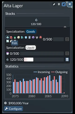 Warehouse receiving module cargo selection, official game UI