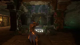The skeleton arena with an enemy beside the central court