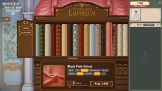 Fabric-shop interface and purchase controls — Cozy Lives / Free Lives