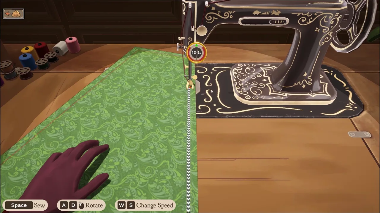 Dressmaker running in the sewing workspace — Cozy Lives / Free Lives