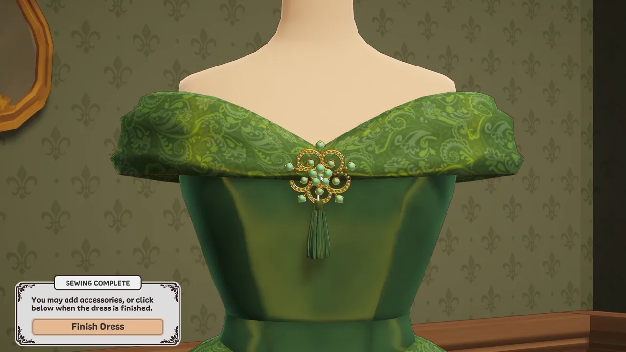 Small decorative fastener at the dress neckline — Cozy Lives / Free Lives