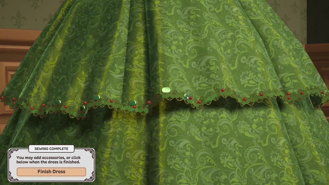 Close view of trim around the dress hem — Cozy Lives / Free Lives