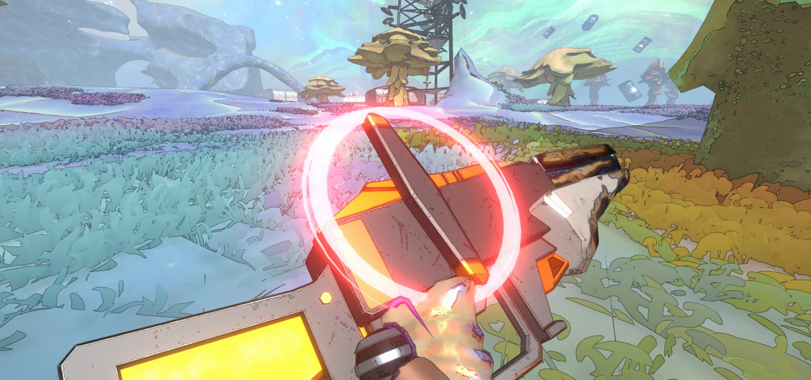 The halo mode gives the Driver a tighter attack across a clearing; keep the crosshair on the target.