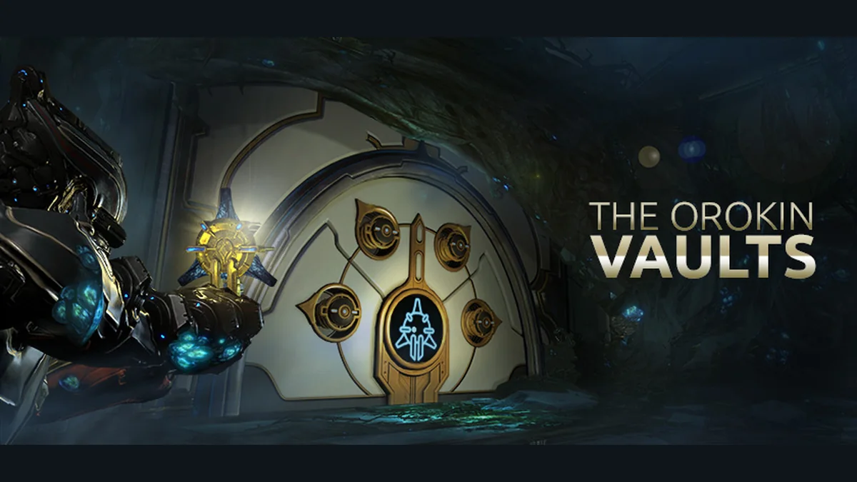 The locked Orokin Vault door and a Dragon Key in Digital Extremes’ original promotional artwork. Match the door’s key prompt during your mission.