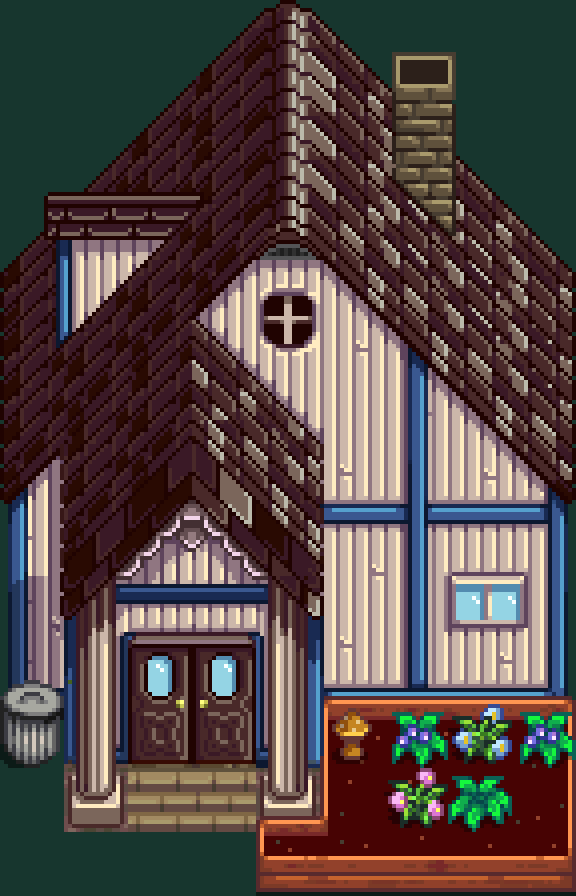 The Mayor’s Manor exterior, whose roof obscures the hidden statue behind it