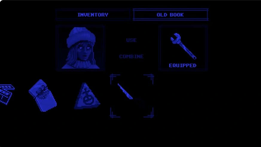 Tenebris Somnia inventory showing the Scissor Blade selected with Use and Combine commands