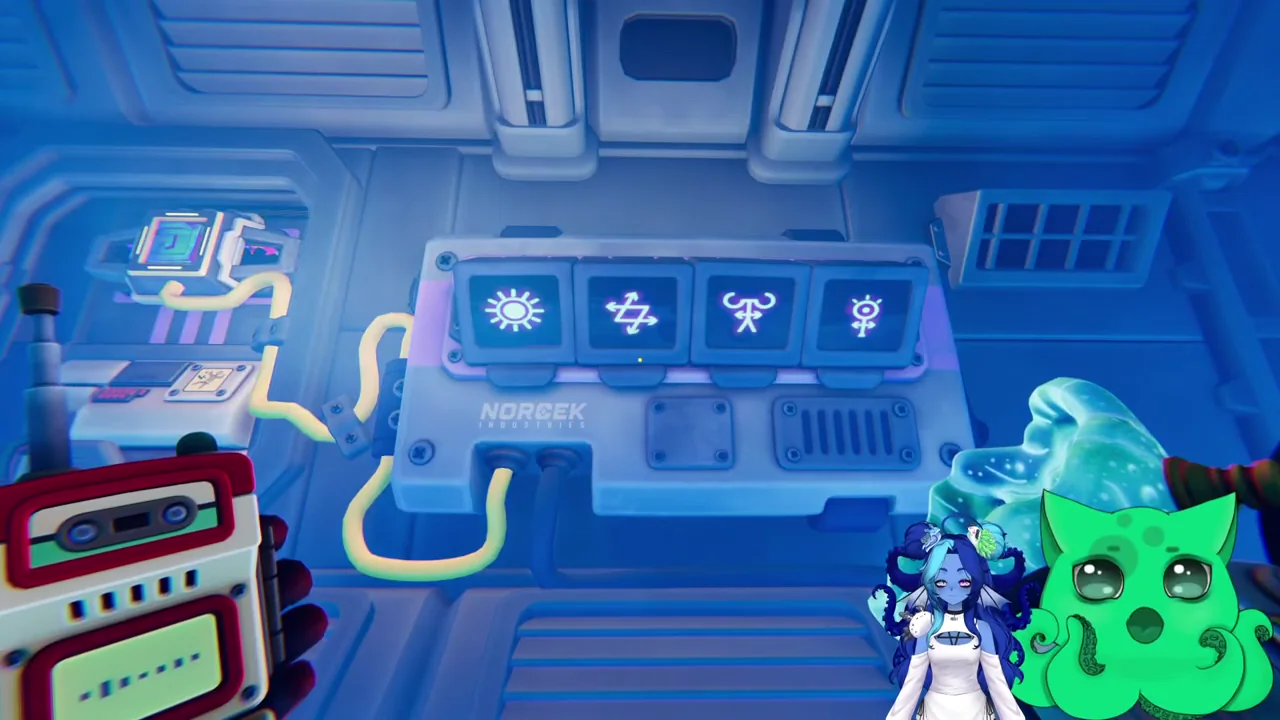 Read the four current monitor symbols before pressing buttons. The matching panel is operated from the other station.