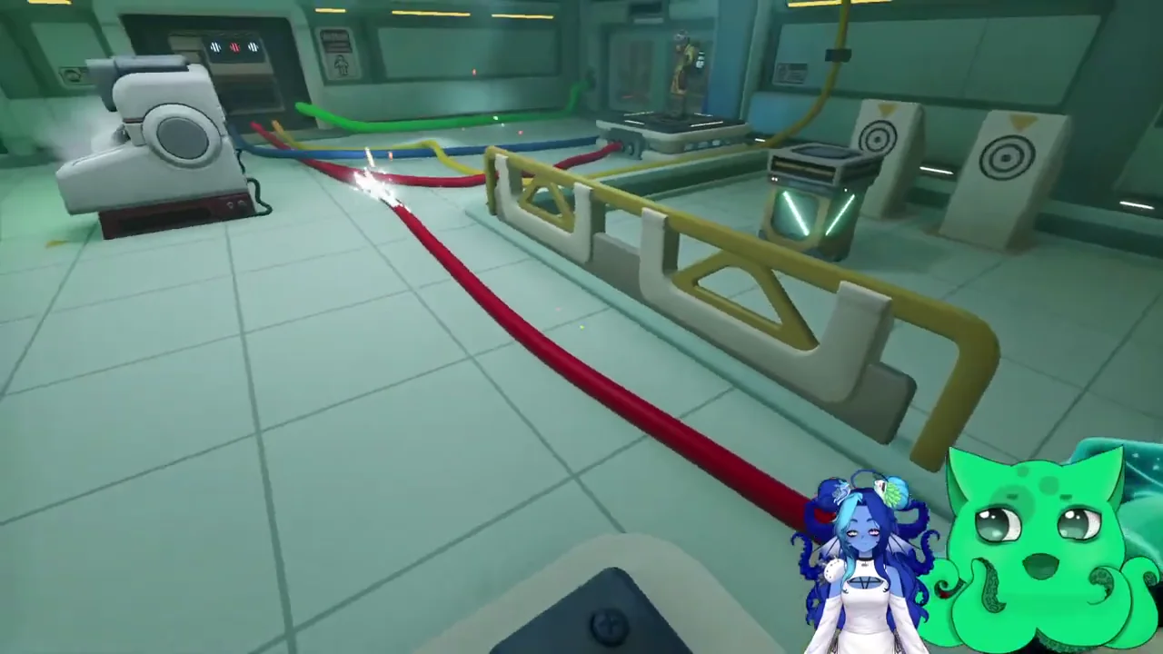The powered training route leads toward transit. Check the completed inputs and wait for the passage to become usable before leaving the room.