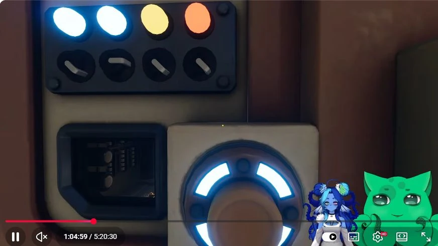 Two lamps are blue-white, the next is yellow, and the last remains orange. Use this feedback to track which pair is currently being checked.